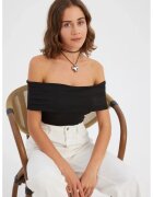 HiCCUP Top scurt - bodycon cu umeri goi - negru - jerseu