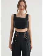 HiCCUP Top scurt - corset decolteu patrat - textil - 46794 - Negru