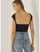 HiCCUP Top scurt - Crop Top cu Deschis - Negru - Negru
