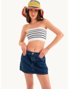 HiCCUP Top scurt - cu dungi multicolore - fara bretele - alb - jerseu - set