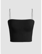 HiCCUP Top scurt dama - guler patrat - negru - poliester