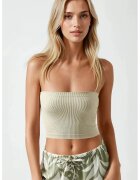 HiCCUP Top scurt dama - slim fit - jerseu - fara bretele - bej