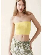 HiCCUP Top scurt dama - slim fit - jerseu - fara bretele - galben