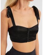 HiCCUP Top scurt - decolteu in forma de inima - negru - textil