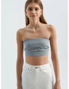 HiCCUP Top scurt - fara bretele - elegant - gri - textil