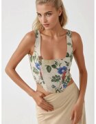 HiCCUP Top scurt - guler patrat - imprimeu floral - multicolor - textil