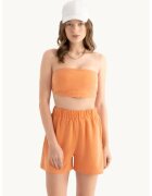 HiCCUP Top scurt - portocaliu - textil - fara bretele.