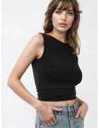 HiCCUP Top scurt slim fit - decolteu tip barca - detaliu la spate - negru - jerseu