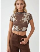 HiCCUP Top scurt - slim fit - guler rotund - multicolor - jerseu