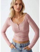 HiCCUP Top - slim fit - maneca lunga - roz - jerseu