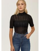 HiCCUP Top - texturat cu guler inalt - negru - jerseu poliester - Negru