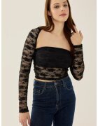 HiCCUP Top top din dantela - slim fit - negru - jerseu