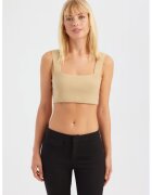 HiCCUP Top - top scurt cu decolteu patrat - bej - material textil