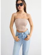 HiCCUP Top - top tip corset cu nervuri - bej - bumbac