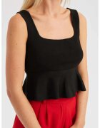 HiCCUP Top tricotat cu volane - decolteu patrat - negru - jerseu -