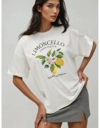 HiCCUP Tricou dama bumbac 100% - supradimensionat - galben/alb