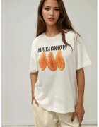 HiCCUP Tricou dama bumbac 100% - supradimensionat - portocaliu/alb