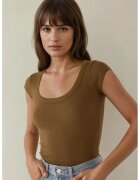 HiCCUP Tricou dama - bumbac/elastan/modal - slim fit - maro