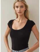 HiCCUP Tricou dama - bumbac/elastan/modal - slim fit - negru