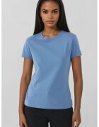 HiCCUP Tricou dama - bumbac - guler rotund - croiala regulata - albastru