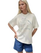 HiCCUP Tricou dama bumbac - imprimeu supradimensionat - alb
