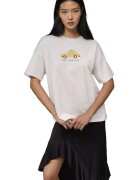 HiCCUP Tricou dama bumbac - supradimensionat - galben/alb