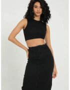 HiCCUP Tricou dama - crop basic - guler rotund - negru - textil