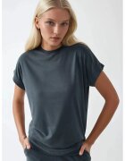 HiCCUP Tricou dama gri - poliester-modal - maneca scurta - design cu guler rotund