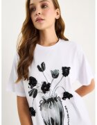 HiCCUP Tricou dama guler rotund - imprimeu cu paiete - alb - jerseu