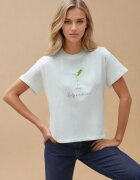 HiCCUP Tricou dama imprimeu - croiala regulata - alb - bumbac