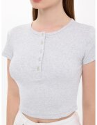 HiCCUP Tricou dama - maneca scurta - guler rotund - gri - bumbac