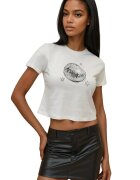 HiCCUP Tricou dama scurt - bumbac - Gri/Argintiu