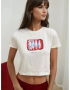 HiCCUP Tricou dama scurt - imprimat - alb - bumbac - Albastru