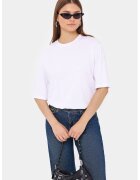 HiCCUP Tricou dama - simplu - guler rotund - fermoar spate - alb - bumbac
