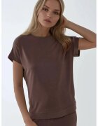 HiCCUP Tricou dama simplu - scurt - maro - poliester-modal