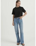 HiCCUP Tricou dama - top scurt - guler rotund - jerseu - Negru -