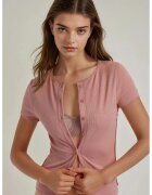 HiCCUP Tricou dama top texturat tricotat cu nasturi - roz - jerseu