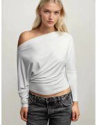 HiCCUP Tricou dama - tricotat elastic - maneca lunga - ecru - jerseu