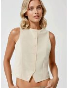 HiCCUP Vesta fara maneci - guler rotund - bej - material textil