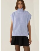 HiCCUP Vesta tip pulover - croiala lejera - guler inalt - albastru - acril