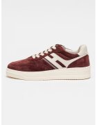 Hogan Pantofi sport low-cut din piele intoarsa - Visiniu/Crem
