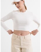 Hugo Bluza crop slim fit cu logo Dafilomena - Alb murdar