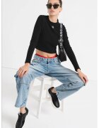 Hugo Bluza crop slim fit cu logo Dafilomena - Negru