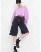 Hugo Bluza de trening crop cu croiala lejera Derissa - Lila