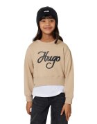 Hugo Bluza de trening cu imprimeu logo - Negru/Bej inchis
