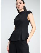 Hugo Buza cu peplum cu maneci scurte - Negru