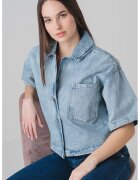 Hugo Camasa din denim cu maneci cazute - Albastru melange