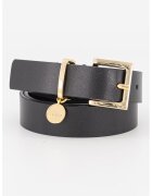 Hugo Curea din piele cu logo metalic Amelia - Negru