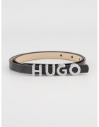 Hugo Curea subtire de piele cu catarama cu logo - Negru