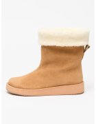 Hugo Ghete din piele intoarsa cu captuseala din material teddy Zaralyn - Maro deschis